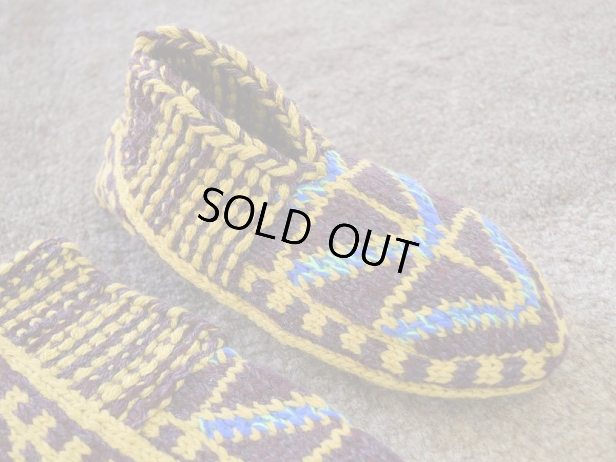 画像3: 新品 イラン製 アクリル混ウール ショート くるぶし丈 25-26 cm 手編み靴下 ニットルームソックス Long Knit Room Socks n-as2526-79h2a3 (3)