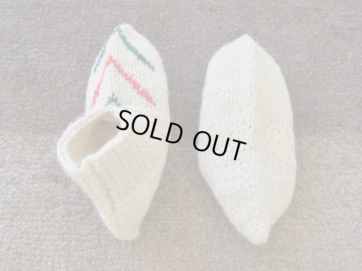 画像2: 新品 イラン製 ウール ショート くるぶし丈 24-25 cm 手編み靴下 ニットルームソックス Long Knit Room Socks n-ws2425-74h2a3 (2)