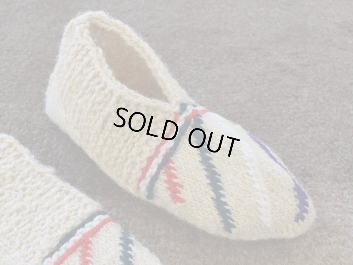 画像3: 新品 イラン製 ウール ショート くるぶし丈 24-25 cm 手編み靴下 ニットルームソックス Long Knit Room Socks n-ws2425-76h2a3 (3)