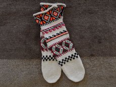 画像1: 新品 イラン製 アクリル混ウール ロング 22-23 cm 手編み靴下 ニットルームソックス Long Knit Room Socks n-al2223-28h5a7 (1)