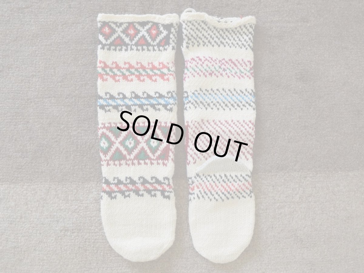 画像2: 新品 イラン製 アクリル混ウール ロング 23-24 cm 手編み靴下 ニットルームソックス Long Knit Room Socks n-al2324-49h5a7 (2)