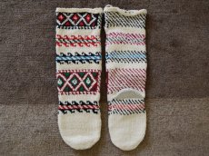 画像2: 新品 イラン製 アクリル混ウール ロング 23-24 cm 手編み靴下 ニットルームソックス Long Knit Room Socks n-al2324-49h5a7 (2)