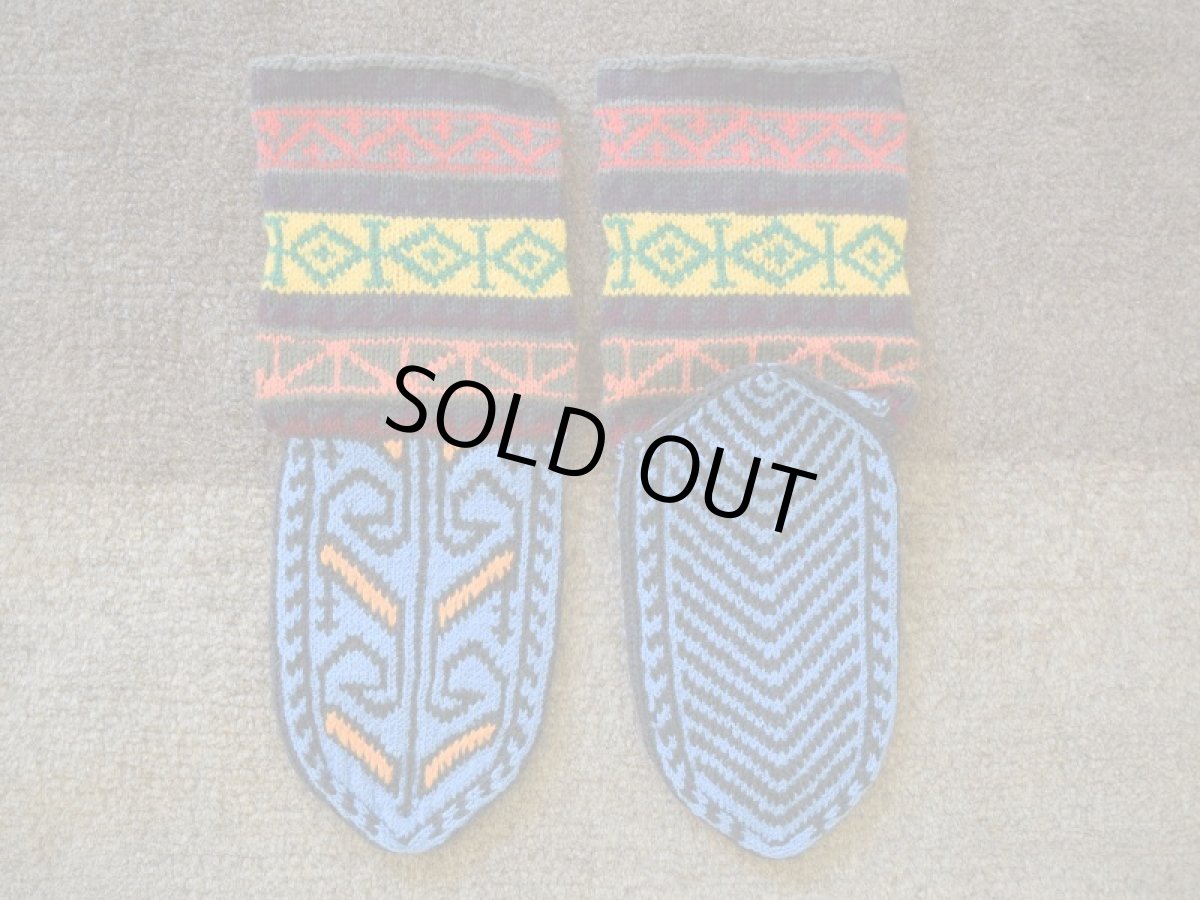 画像2: 新品 イラン製 アクリル混ウール ミドル 23-24 cm 手編み靴下 ニットルームソックス Long Knit Room Socks n-am2324-63h4a5 (2)