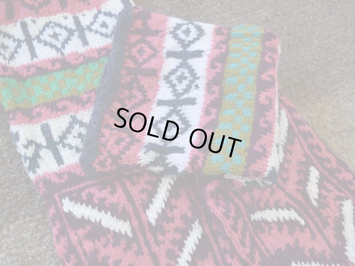 画像3: 新品 イラン製 アクリル混ウール ミドル 22-23 cm 手編み靴下 ニットルームソックス Long Knit Room Socks n-am2223-87h4a5 (3)