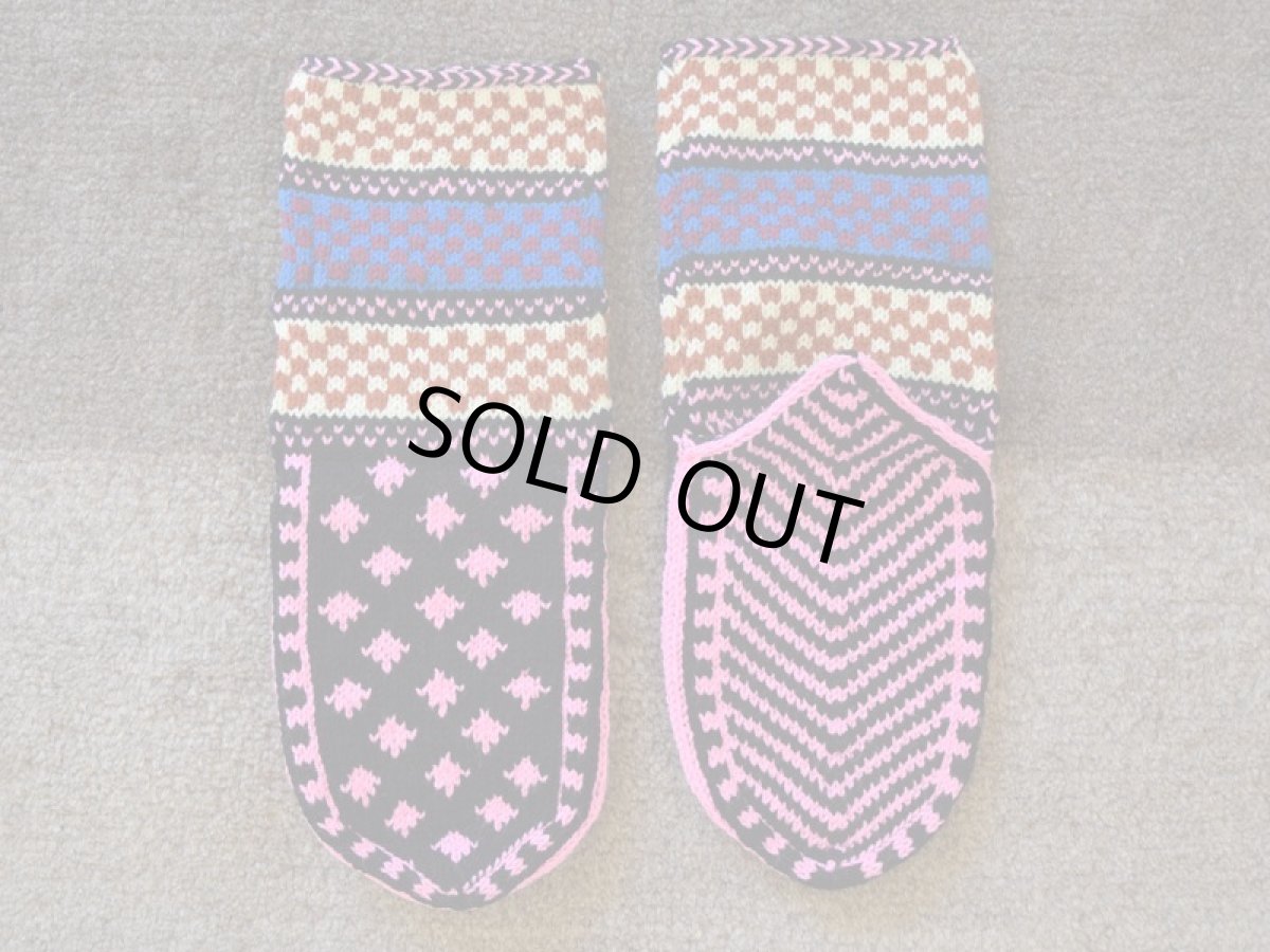 画像2: 新品 イラン製 アクリル混ウール ミドル 23-24 cm 手編み靴下 ニットルームソックス Long Knit Room Socks n-am2324-56h4a5 (2)