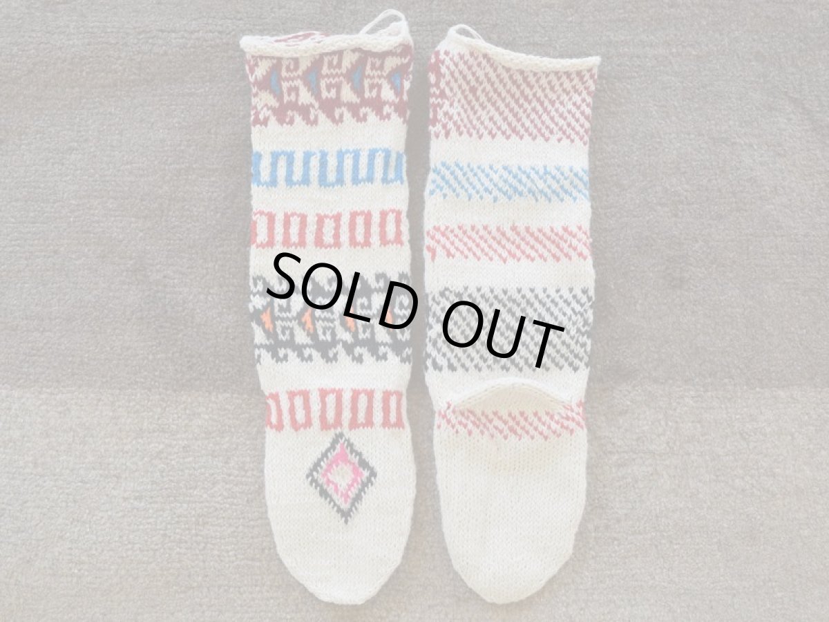 画像2: 新品 イラン製 アクリル混ウール ロング 22-23 cm 手編み靴下 ニットルームソックス Long Knit Room Socks n-al2223-26h5a7 (2)