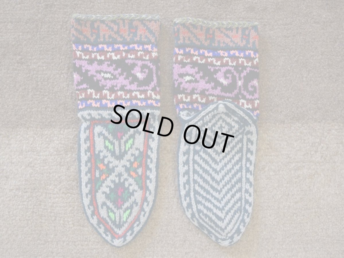 画像2: 新品 イラン製 アクリル混ウール ミドル 22-23 cm 手編み靴下 ニットルームソックス Long Knit Room Socks n-am2223-84h4a5 (2)