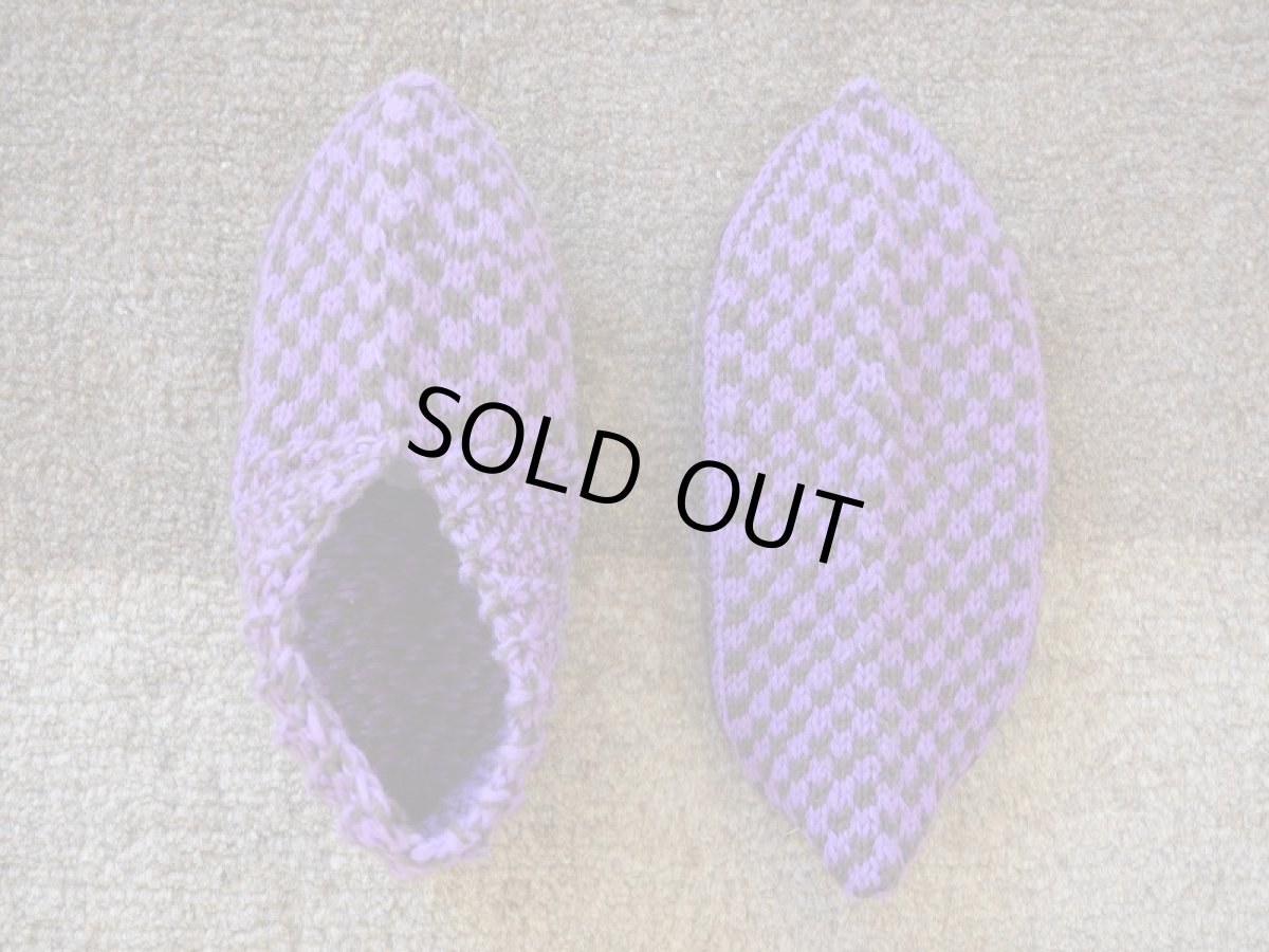 画像2: 新品 イラン製 アクリル混ウール ショート くるぶし丈 24-25 cm 手編み靴下 ニットルームソックス Long Knit Room Socks n-as2425-67h2a3 (2)