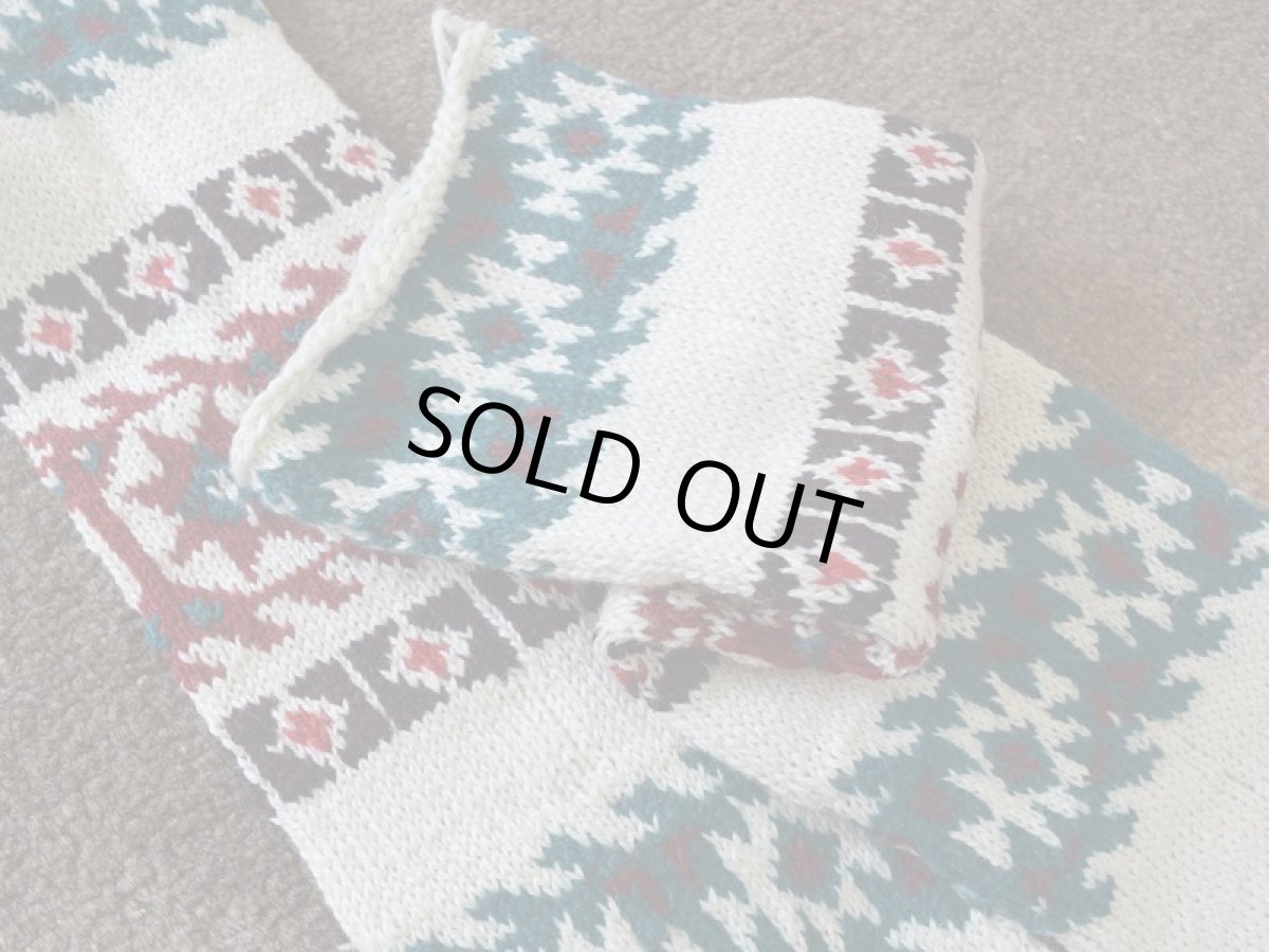 画像3: 新品 イラン製 アクリル混ウール ロング 27-28 cm 手編み靴下 ニットルームソックス Long Knit Room Socks n-al2728-54h5a7 (3)