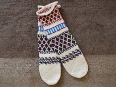画像1: 新品 イラン製 アクリル混ウール ロング 23-24 cm 手編み靴下 ニットルームソックス Long Knit Room Socks n-al2324-52h5a7 (1)