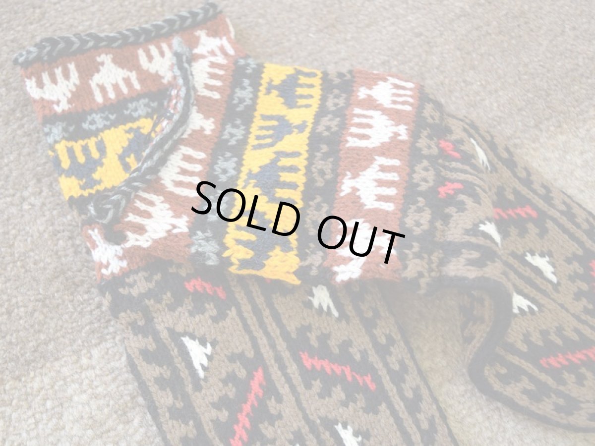 画像3: 新品 イラン製 アクリル混ウール ミドル 22-23 cm 手編み靴下 ニットルームソックス Long Knit Room Socks n-am2223-85h4a5 (3)