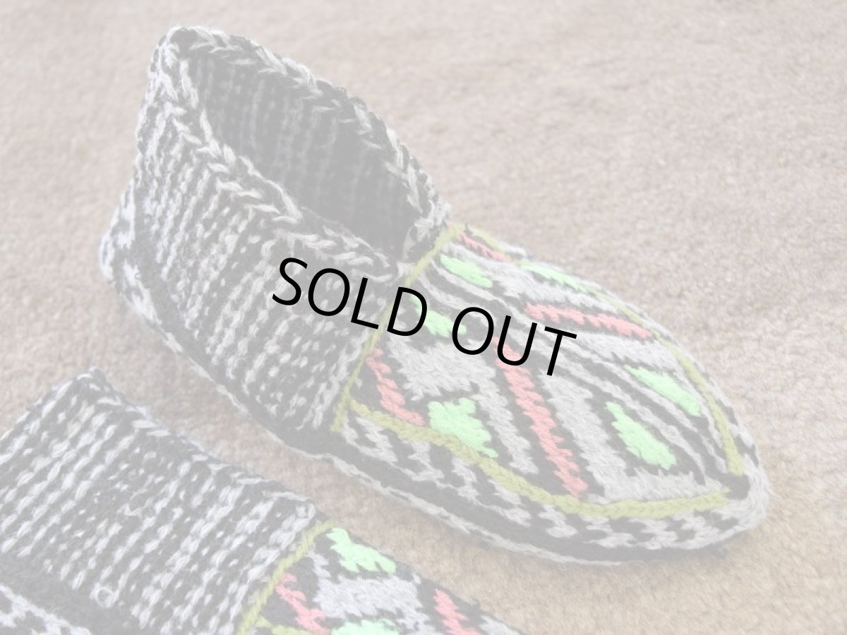 画像3: 新品 イラン製 アクリル混ウール ショート くるぶし丈 25-26 cm 手編み靴下 ニットルームソックス Long Knit Room Socks n-as2526-80h2a3 (3)