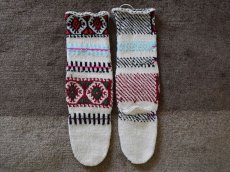 画像2: 新品 イラン製 アクリル混ウール ロング 20-21 cm 手編み靴下 ニットルームソックス Long Knit Room Socks n-al2021-41h5a7 (2)