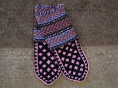 画像1: 新品 イラン製 アクリル混ウール ミドル 21-22 cm 手編み靴下 ニットルームソックス Long Knit Room Socks n-am2122-97h4a5 (1)