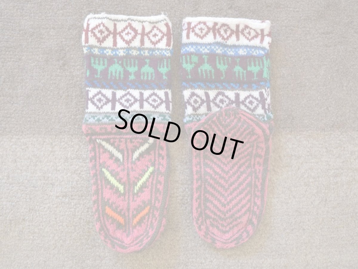 画像2: 新品 イラン製 アクリル混ウール ミドル 23-24 cm 手編み靴下 ニットルームソックス Long Knit Room Socks n-am2324-57h4a5 (2)