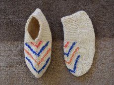 画像1: 新品 イラン製 ウール ショート くるぶし丈 24-25 cm 手編み靴下 ニットルームソックス Long Knit Room Socks n-ws2425-75h2a3 (1)