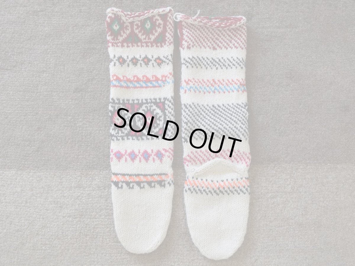 画像2: 新品 イラン製 アクリル混ウール ロング 21-22 cm 手編み靴下 ニットルームソックス Long Knit Room Socks n-al2122-42h5a7 (2)