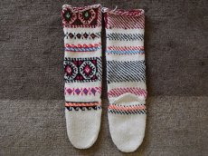 画像2: 新品 イラン製 アクリル混ウール ロング 21-22 cm 手編み靴下 ニットルームソックス Long Knit Room Socks n-al2122-42h5a7 (2)