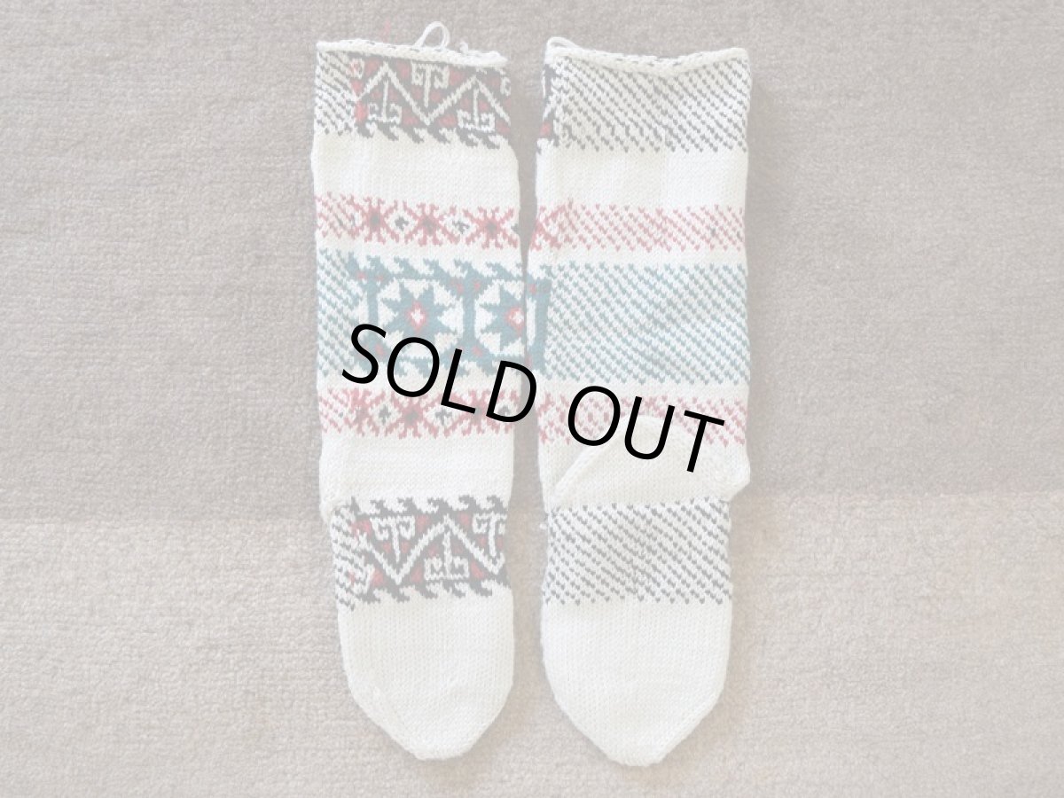 画像2: 新品 イラン製 アクリル混ウール ロング 26-27 cm 手編み靴下 ニットルームソックス Long Knit Room Socks n-al2627-53h5a7 (2)