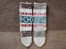 画像2: 新品 イラン製 アクリル混ウール ロング 26-27 cm 手編み靴下 ニットルームソックス Long Knit Room Socks n-al2627-53h5a7 (2)