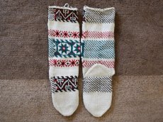 画像2: 新品 イラン製 アクリル混ウール ロング 26-27 cm 手編み靴下 ニットルームソックス Long Knit Room Socks n-al2627-53h5a7 (2)