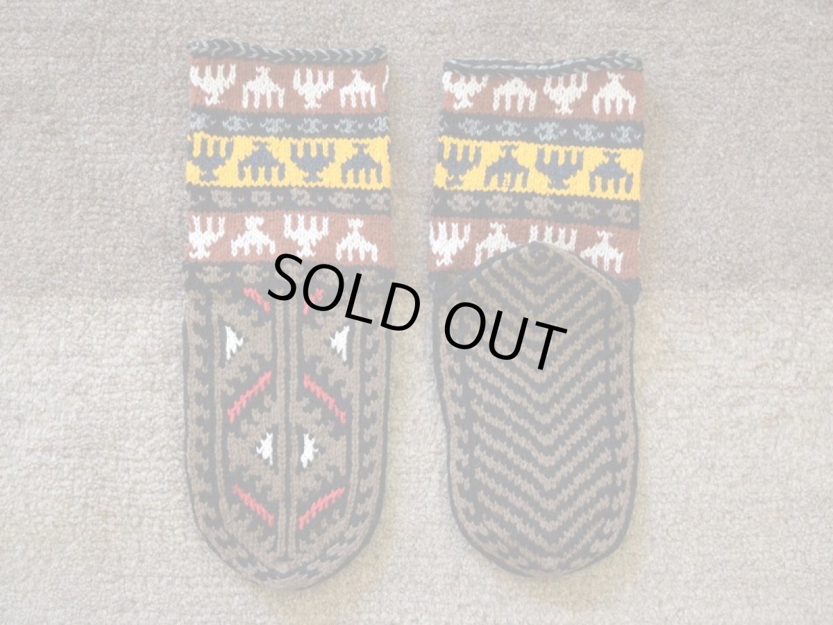 画像2: 新品 イラン製 アクリル混ウール ミドル 22-23 cm 手編み靴下 ニットルームソックス Long Knit Room Socks n-am2223-85h4a5 (2)