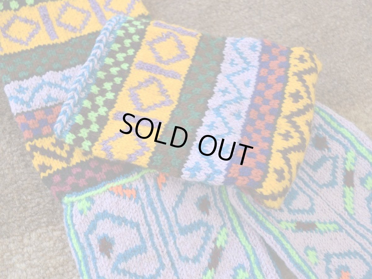 画像3: 新品 イラン製 アクリル混ウール ミドル 23-24 cm 手編み靴下 ニットルームソックス Long Knit Room Socks n-am2324-61h4a5 (3)