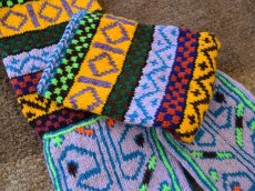 画像3: 新品 イラン製 アクリル混ウール ミドル 23-24 cm 手編み靴下 ニットルームソックス Long Knit Room Socks n-am2324-61h4a5 (3)