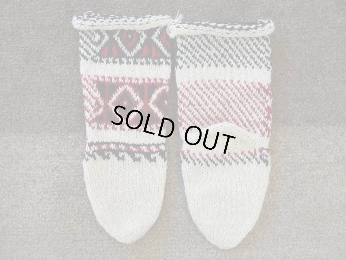 画像2: 新品 イラン製 アクリル混ウール ミドル 21-22 cm 手編み靴下 ニットルームソックス Long Knit Room Socks n-am2122-94h4a5 (2)