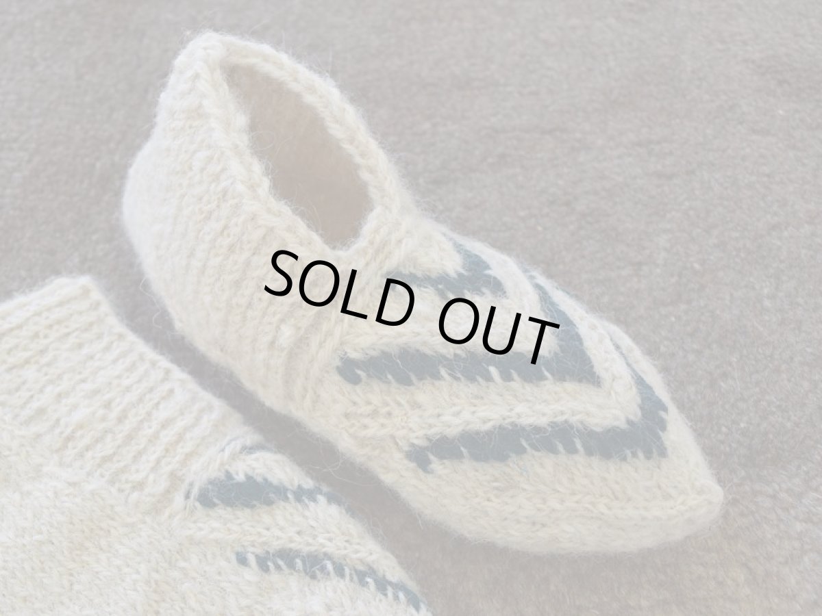 画像3: 新品 イラン製 ウール ショート くるぶし丈 24-25 cm 手編み靴下 ニットルームソックス Long Knit Room Socks n-as2425-66h2a3 (3)