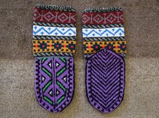 画像2: 新品 イラン製 アクリル混ウール ミドル 21-22 cm 手編み靴下 ニットルームソックス Long Knit Room Socks n-am2122-98h4a5 (2)