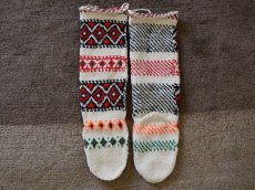 画像2: 新品 イラン製 アクリル混ウール ロング 21-22 cm 手編み靴下 ニットルームソックス Long Knit Room Socks n-al2122-45h5a7 (2)