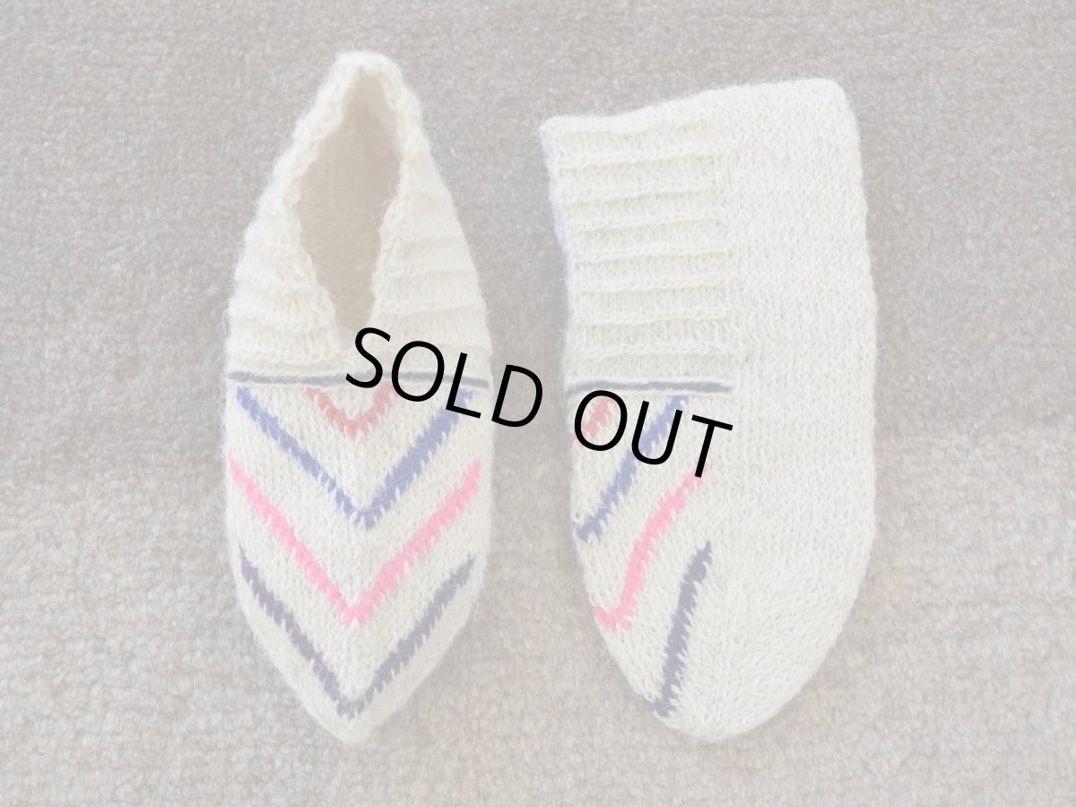 画像1: 新品 イラン製 ウール ショート くるぶし丈 25-26 cm 手編み靴下 ニットルームソックス Long Knit Room Socks n-ws2526-90h2a3 (1)