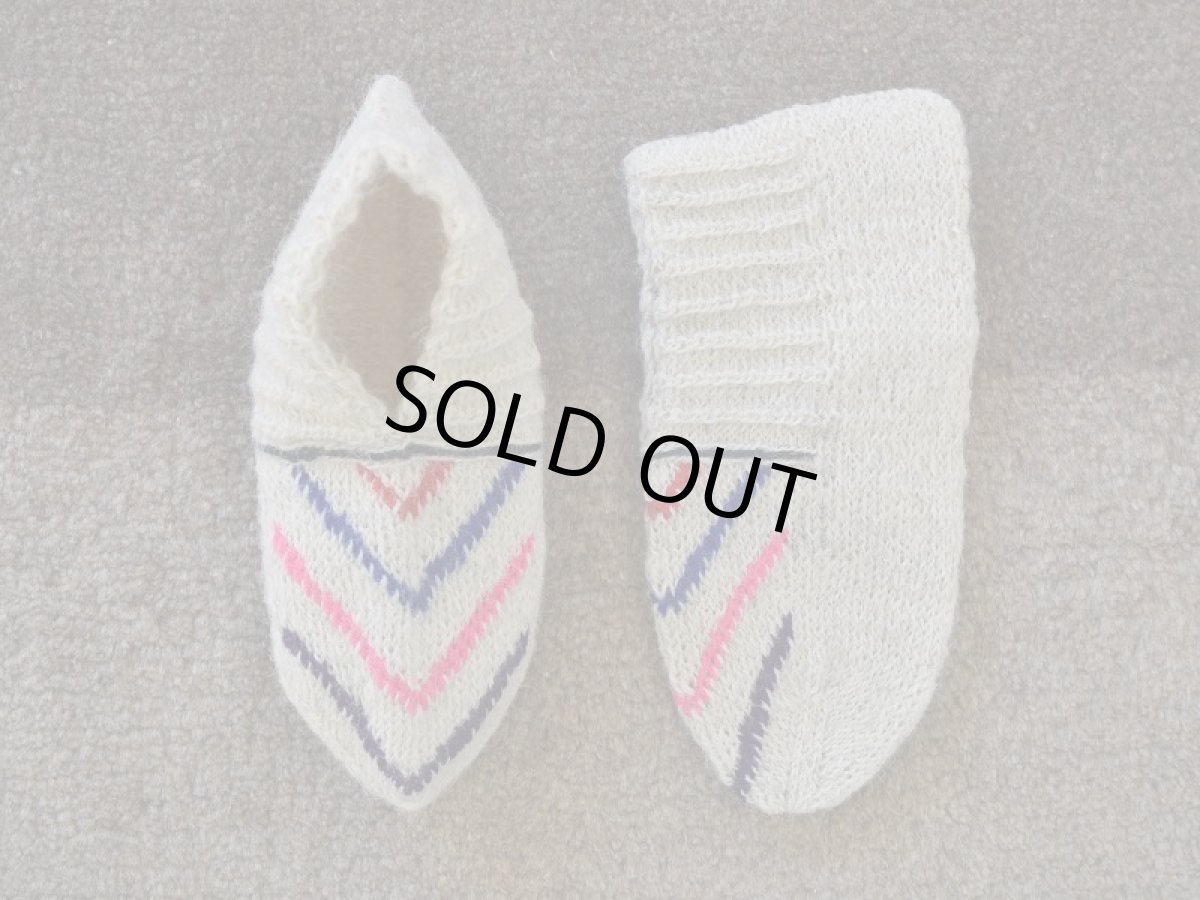 画像1: 新品 イラン製 ウール ショート くるぶし丈 25-26 cm 手編み靴下 ニットルームソックス Long Knit Room Socks n-ws2526-91h2a3 (1)