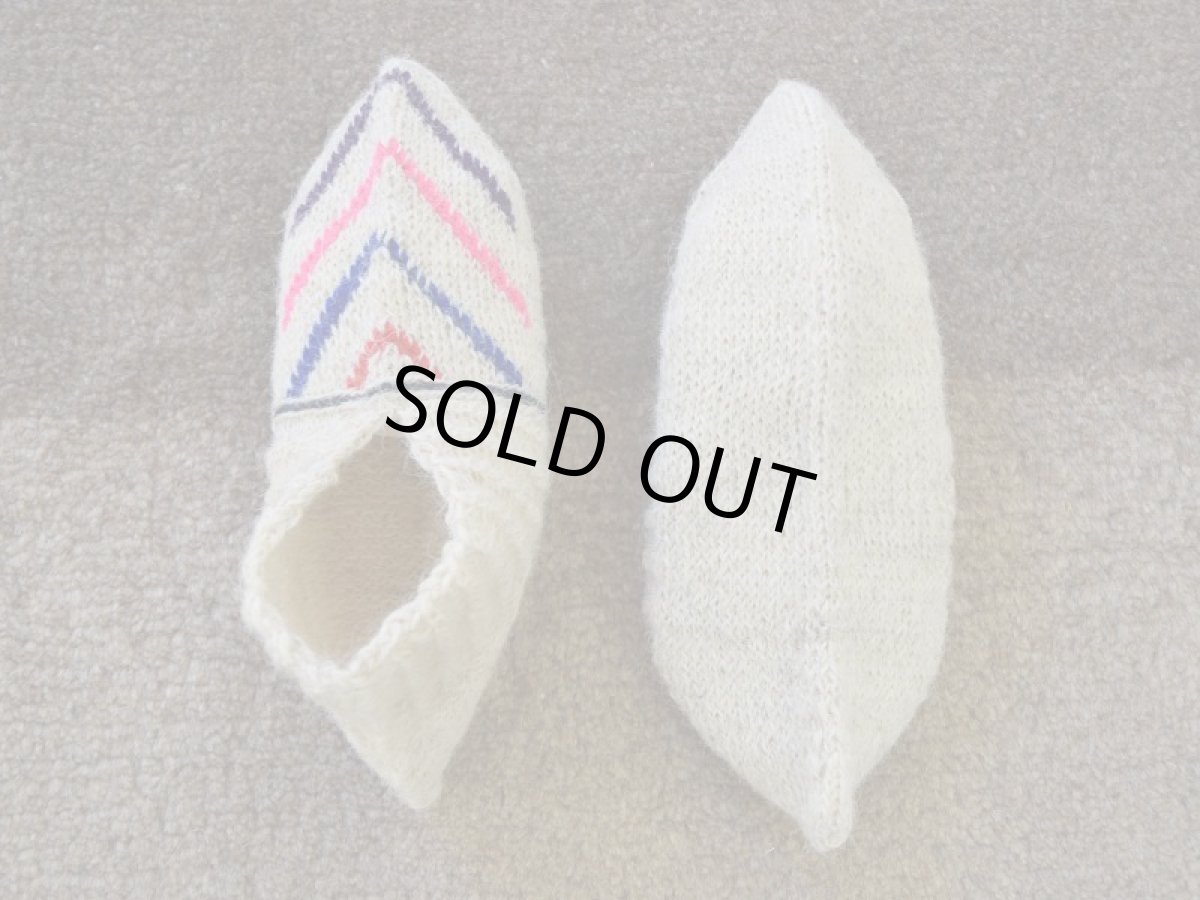 画像2: 新品 イラン製 ウール ショート くるぶし丈 25-26 cm 手編み靴下 ニットルームソックス Long Knit Room Socks n-ws2526-90h2a3 (2)