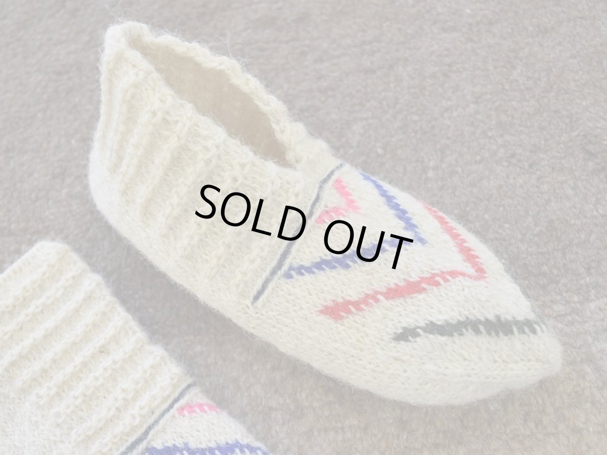 画像3: 新品 イラン製 ウール ショート くるぶし丈 25-26 cm 手編み靴下 ニットルームソックス Long Knit Room Socks n-ws2526-89h2a3 (3)