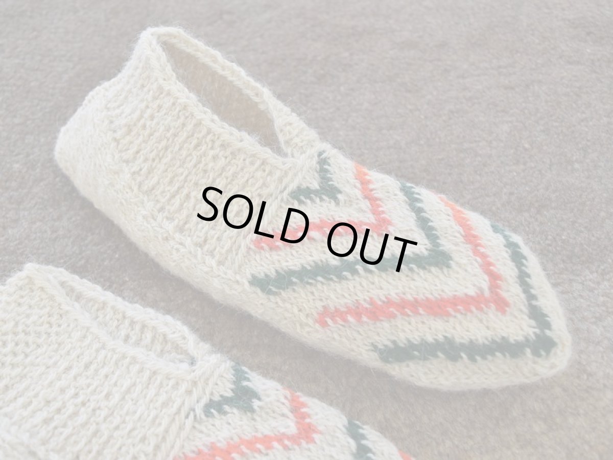 画像3: 新品 イラン製 ウール ショート くるぶし丈 25-26 cm 手編み靴下 ニットルームソックス Long Knit Room Socks n-ws2526-93h2a3 (3)