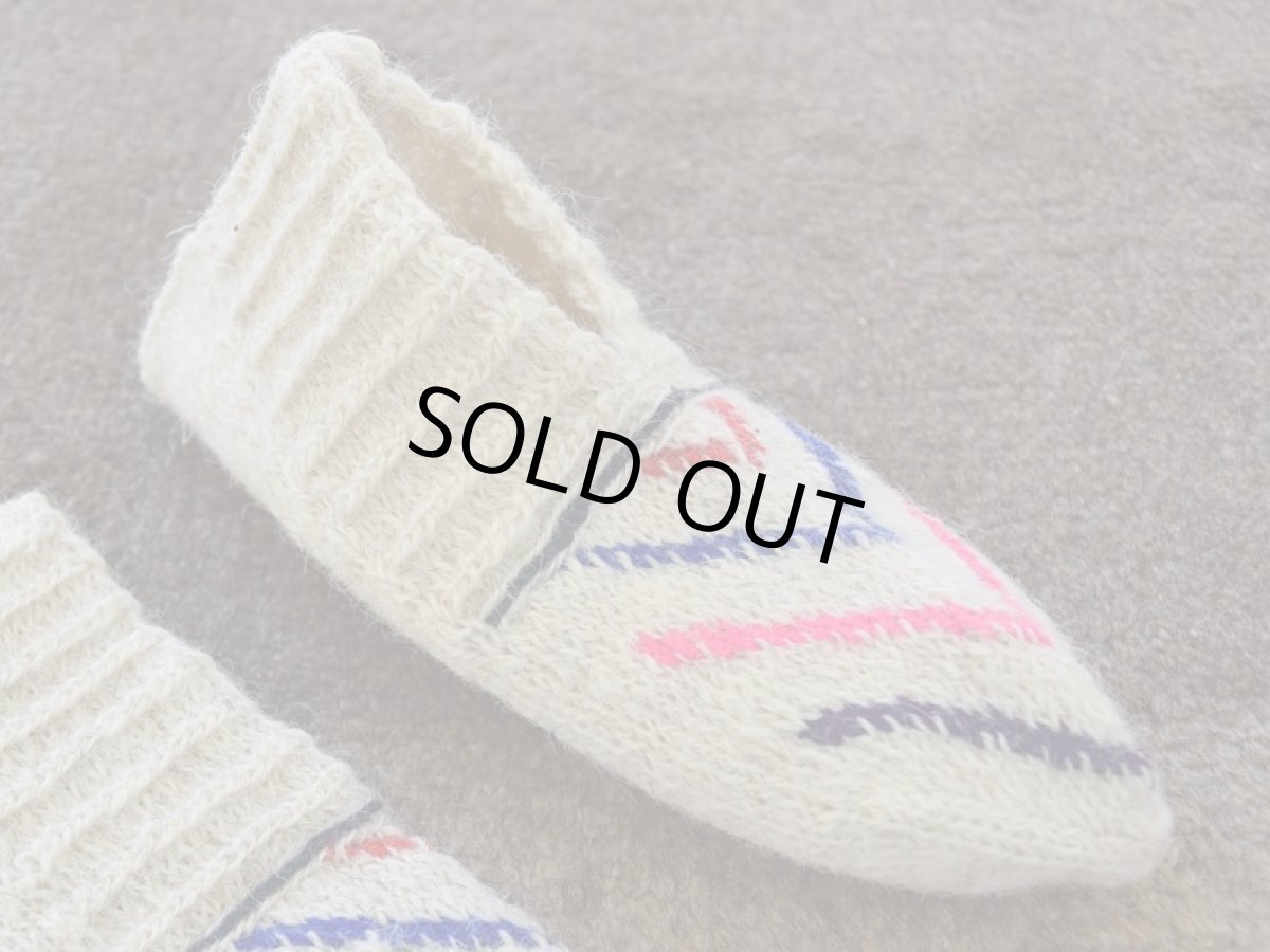 画像3: 新品 イラン製 ウール ショート くるぶし丈 25-26 cm 手編み靴下 ニットルームソックス Long Knit Room Socks n-ws2526-91h2a3 (3)