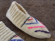 画像3: 新品 イラン製 ウール ショート くるぶし丈 25-26 cm 手編み靴下 ニットルームソックス Long Knit Room Socks n-ws2526-91h2a3 (3)