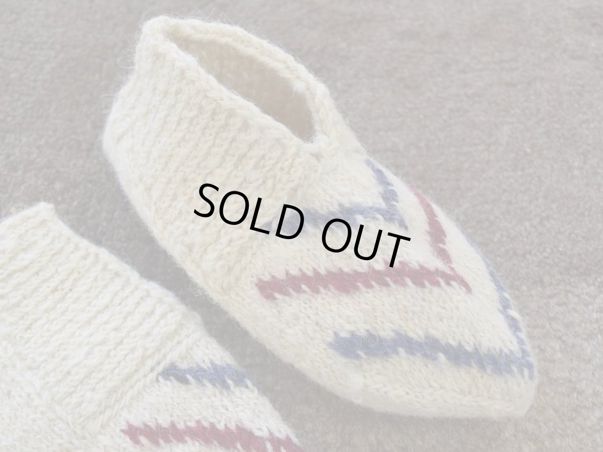 画像3: 新品 イラン製 ウール ショート くるぶし丈 25-26 cm 手編み靴下 ニットルームソックス Long Knit Room Socks n-ws2526-92h2a3 (3)