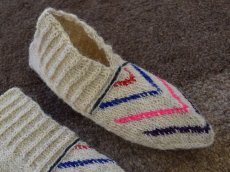 画像3: 新品 イラン製 ウール ショート くるぶし丈 25-26 cm 手編み靴下 ニットルームソックス Long Knit Room Socks n-ws2526-90h2a3 (3)