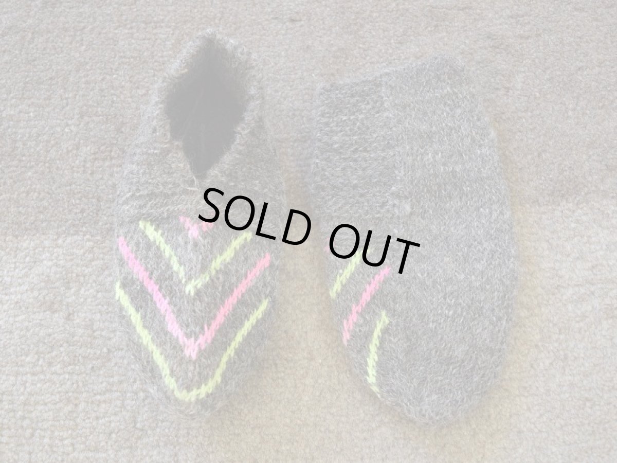 画像1: 新品 イラン製 ウール ショート くるぶし丈 24-25 cm 手編み靴下 ニットルームソックス Long Knit Room Socks n-ws2425-77h2a3 (1)