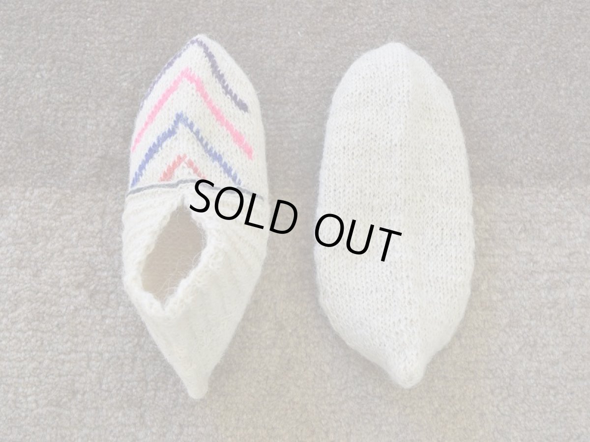 画像2: 新品 イラン製 ウール ショート くるぶし丈 25-26 cm 手編み靴下 ニットルームソックス Long Knit Room Socks n-ws2526-91h2a3 (2)