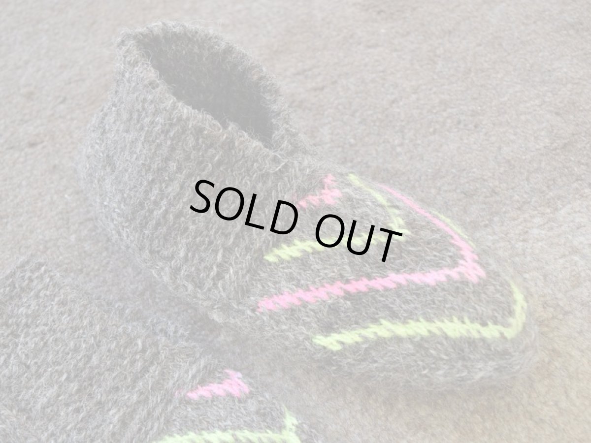 画像3: 新品 イラン製 ウール ショート くるぶし丈 24-25 cm 手編み靴下 ニットルームソックス Long Knit Room Socks n-ws2425-77h2a3 (3)