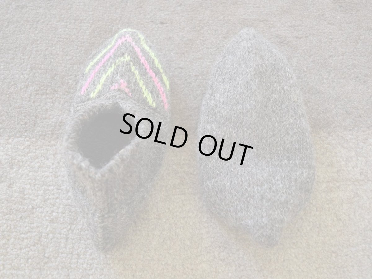 画像2: 新品 イラン製 ウール ショート くるぶし丈 24-25 cm 手編み靴下 ニットルームソックス Long Knit Room Socks n-ws2425-77h2a3 (2)