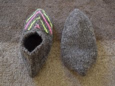 画像2: 新品 イラン製 ウール ショート くるぶし丈 24-25 cm 手編み靴下 ニットルームソックス Long Knit Room Socks n-ws2425-77h2a3 (2)