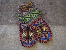 画像1: 新品 イラン製 アクリル混ウール ミドル 26-27 cm 手編み靴下 ニットルームソックス Long Knit Room Socks n-am2627-100h4a5 (1)