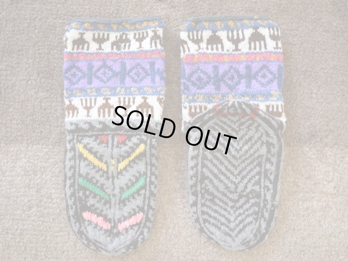 画像2: 新品 イラン製 アクリル混ウール ミドル 19-20 cm 手編み靴下 ニットルームソックス Long Knit Room Socks n-am1920-102h4a5 (2)
