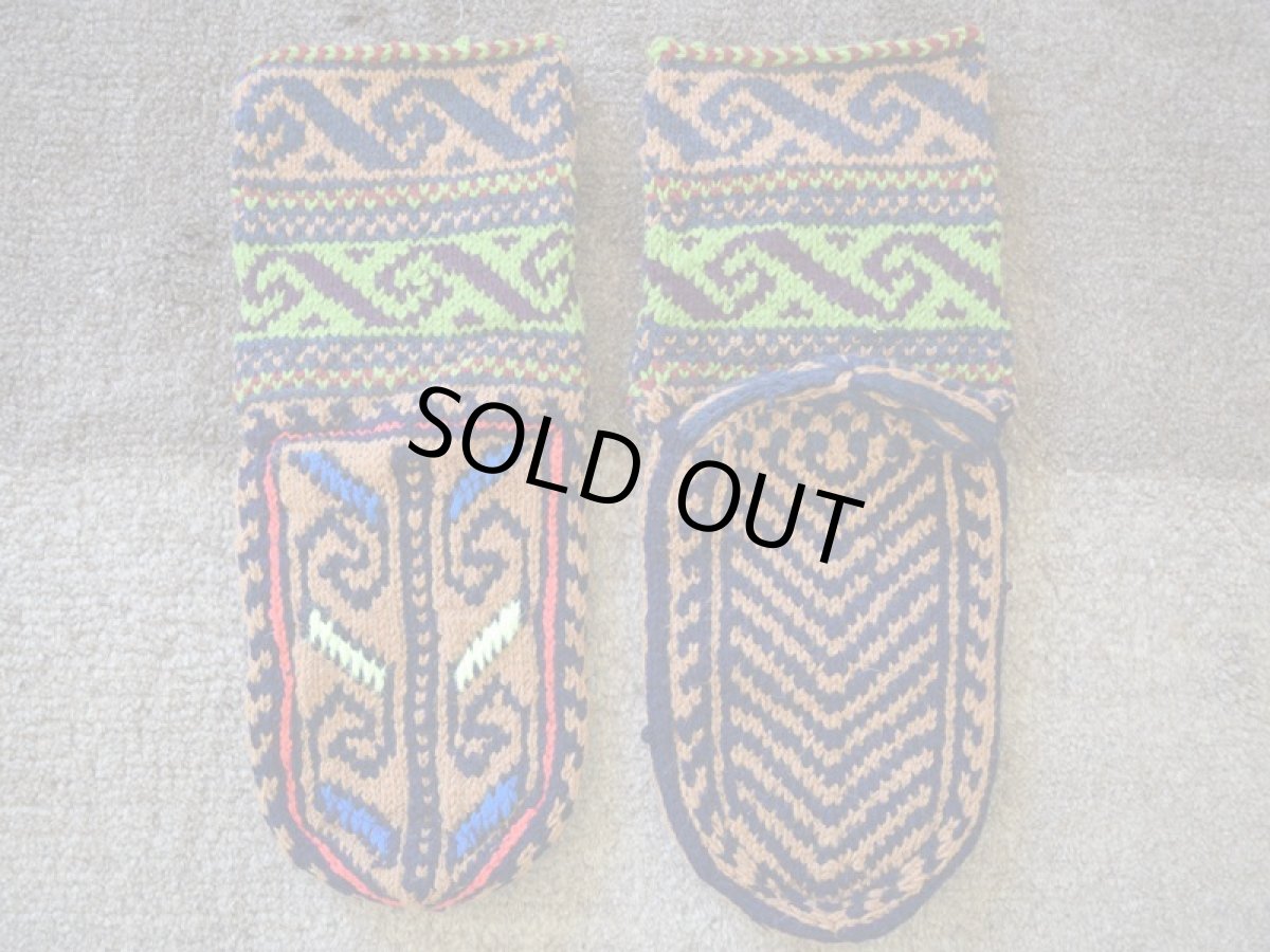 画像2: 新品 イラン製 アクリル混ウール ミドル 26-27 cm 手編み靴下 ニットルームソックス Long Knit Room Socks n-am2627-100h4a5 (2)