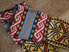 画像3: 新品 イラン製 アクリル混ウール ミドル 19-20 cm 手編み靴下 ニットルームソックス Long Knit Room Socks n-am1920-101h4a5 (3)